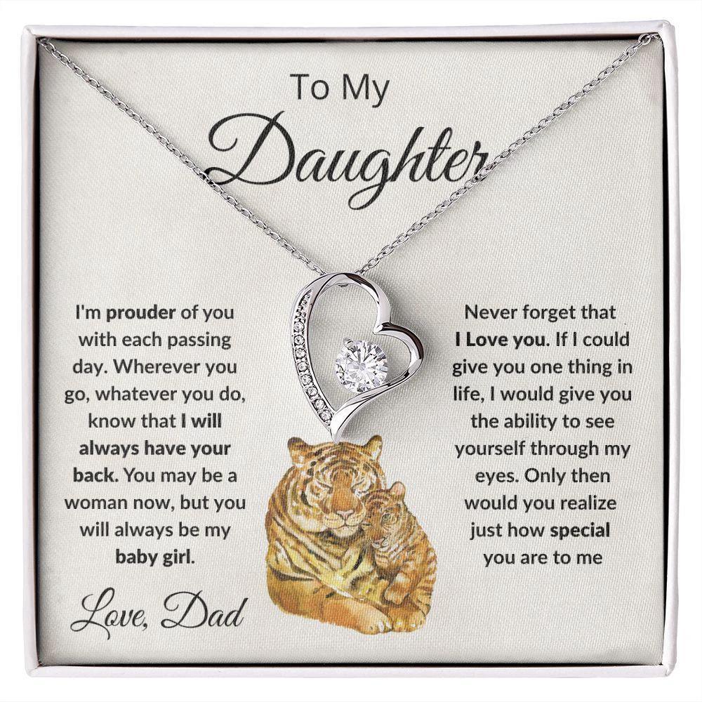 To My Daughter Love Proud Dad Heart Pendant Necklace