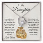 To My Daughter Love Proud Dad Heart Pendant Necklace