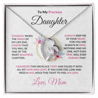 To My Precious Daughter Forever Love Pendant Necklace with Message Card and Gift Box