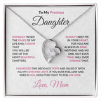 To My Precious Daughter Forever Love Heart Pendant Necklace with Message Card