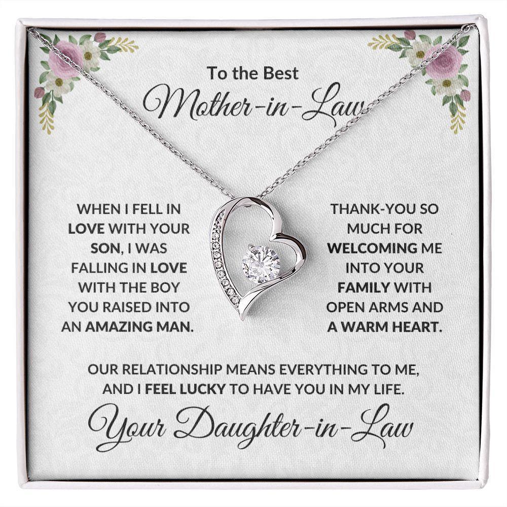 To My Mother-in-law Gift from Daughter-in-law Forever Love Heart Pendant Necklace