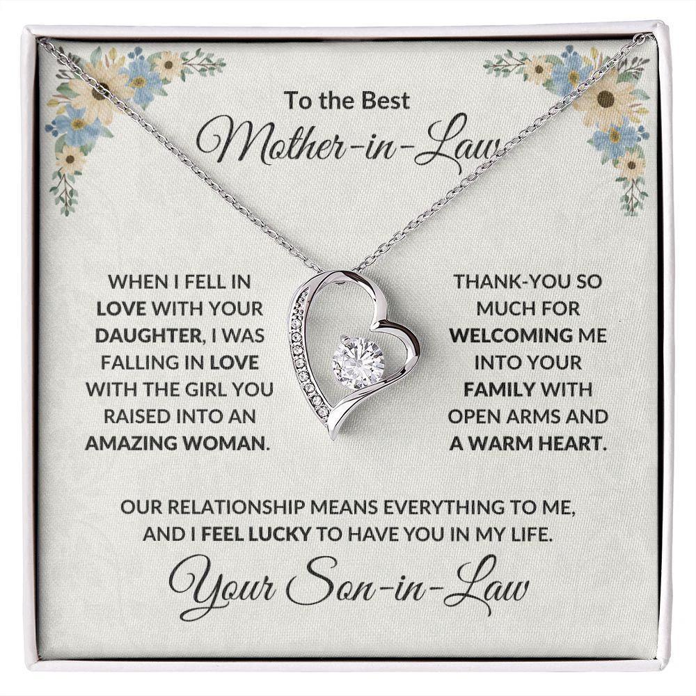 To My Mother-in-law Gift from Son-in-law Forever Love Heart Pendant Necklace