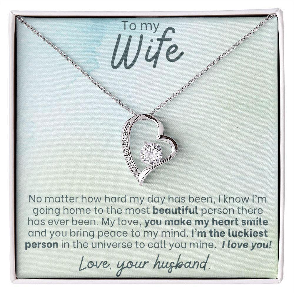 To My Wife - Make My Heart Smile - Forever Love Heart Pendant Necklace