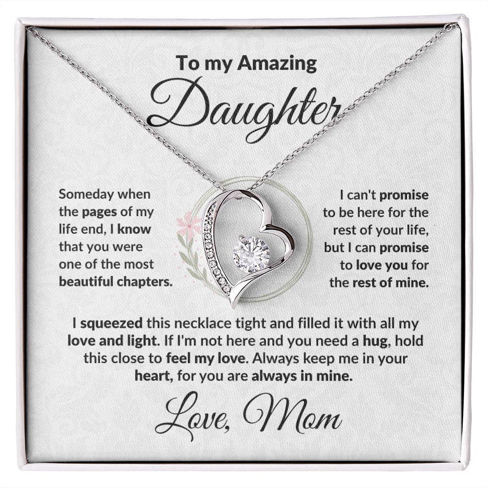 To My Amazing Daughter - I Promise - Forever Love Heart Necklace with Message Card and Gift Box