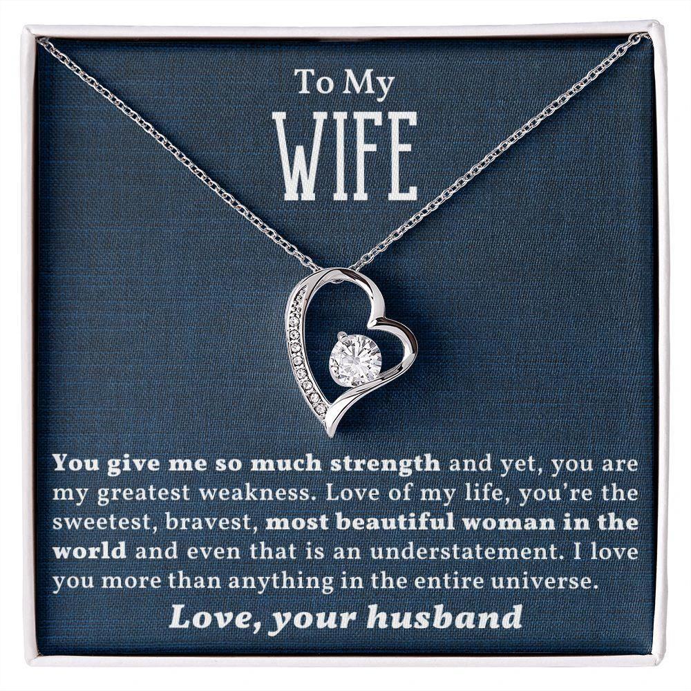 To My Beautiful Wife - Love of My Life - Forever Love Heart Necklace