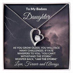 To My Badass Daughter - Storm - Forever Love Heart Pendant Necklace