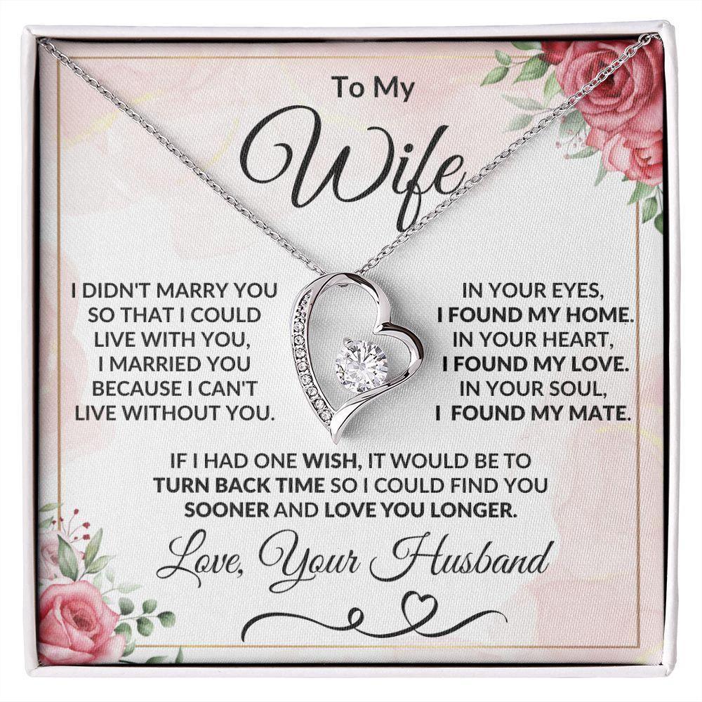 To My Wife - Love You Longer - Forever Love Heart Pendant Necklace