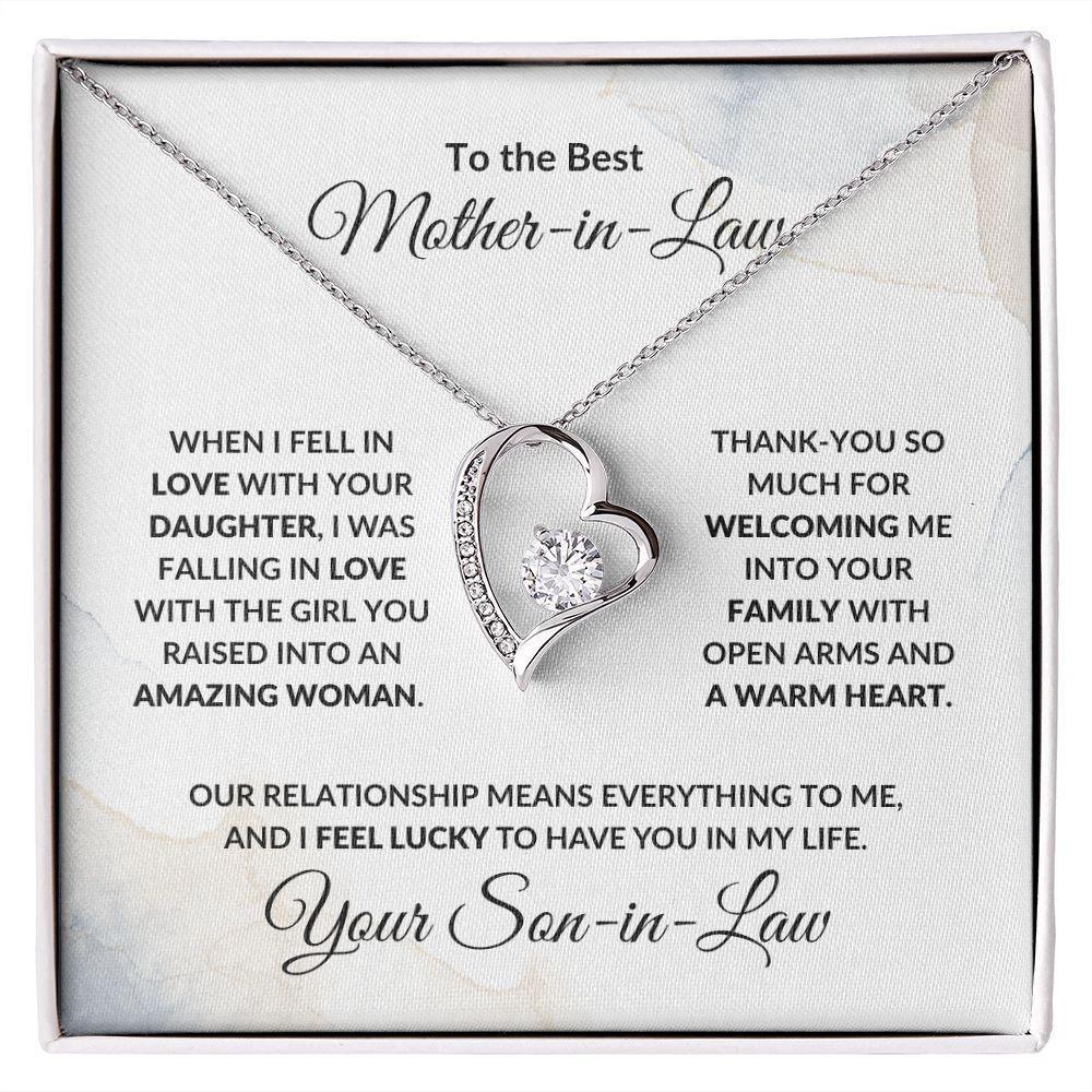 To Best Mother-in-Law from Son-in-Law Personalized Heart Necklace