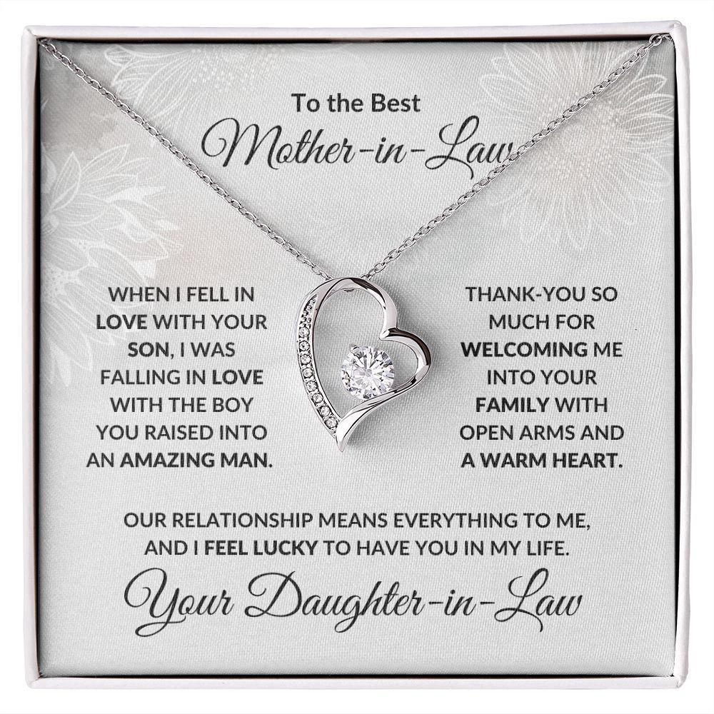 To the Best Mother-in-law from Daughter-in-law Forever Love Heart Pendant Necklace