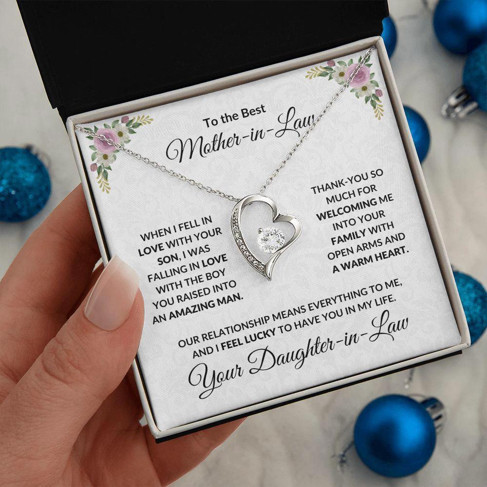 To My Mother-in-law Gift from Daughter-in-law Forever Love Heart Pendant Necklace