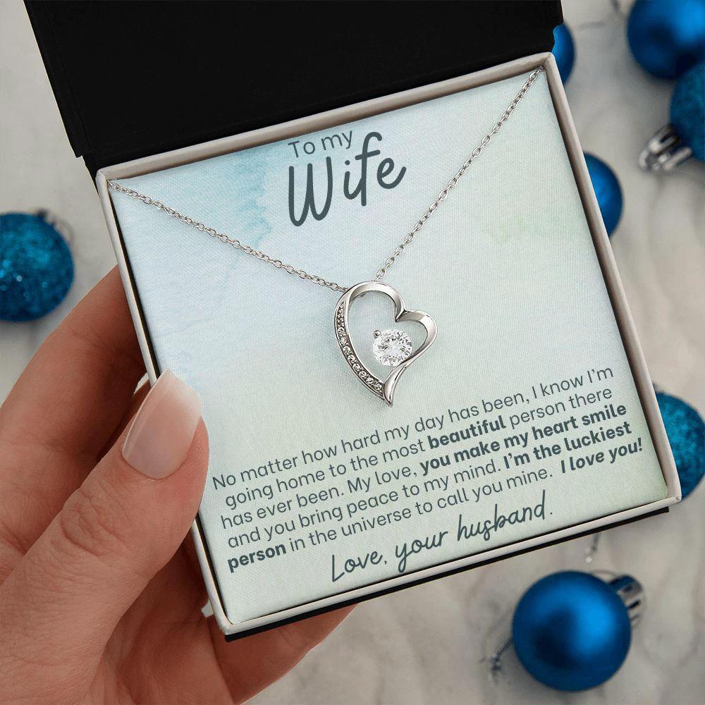 To My Wife - Make My Heart Smile - Forever Love Heart Pendant Necklace
