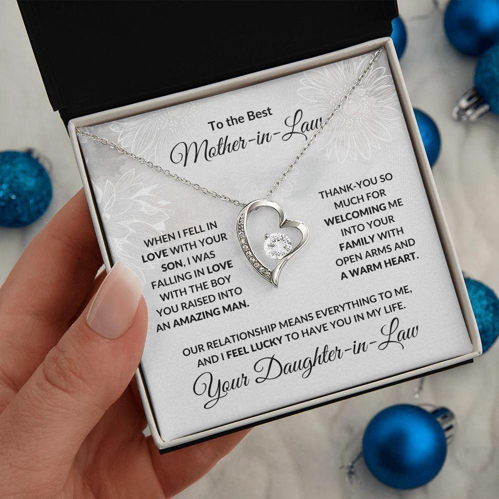 To the Best Mother-in-law from Daughter-in-law Forever Love Heart Pendant Necklace
