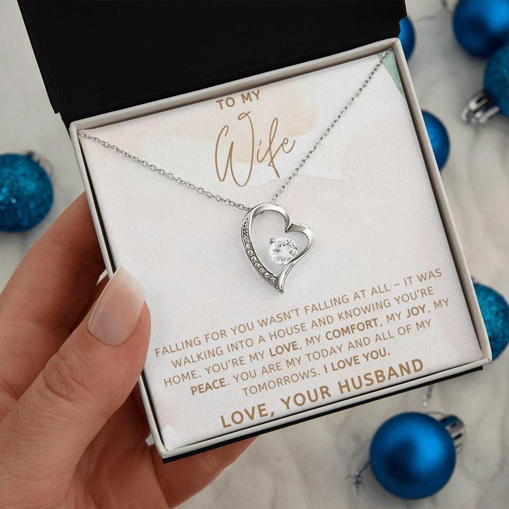 To My Wife - My Love, My Comfort, My Joy - Forever Love Heart Pendant Necklace