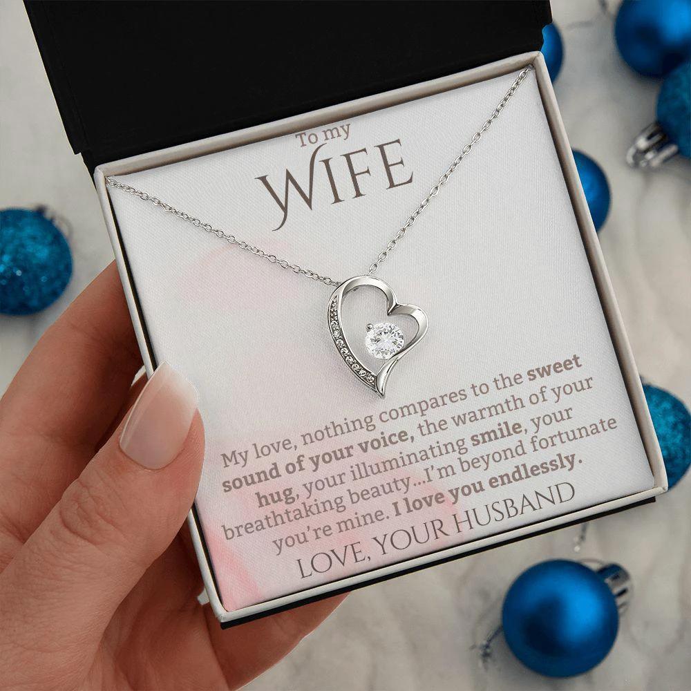 To My Wife - I Love You Endlessly - Forever Love Heart Pendant Necklace