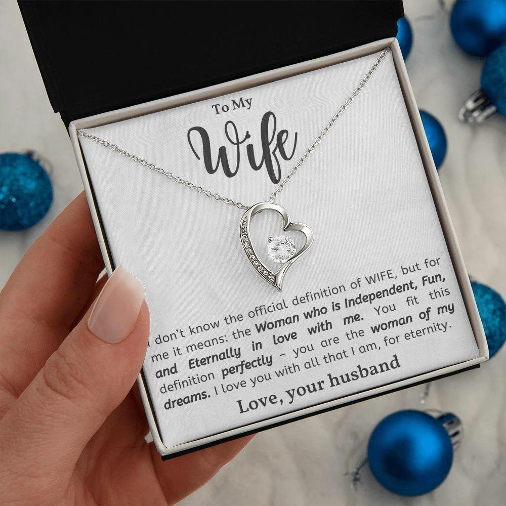 To My Wife - Woman of My Dreams - Forever Love Heart Pendant Necklace