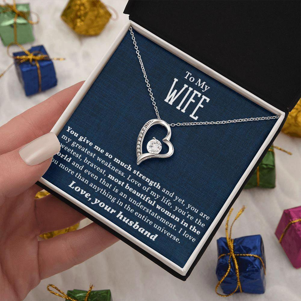 To My Beautiful Wife - Love of My Life - Forever Love Heart Necklace