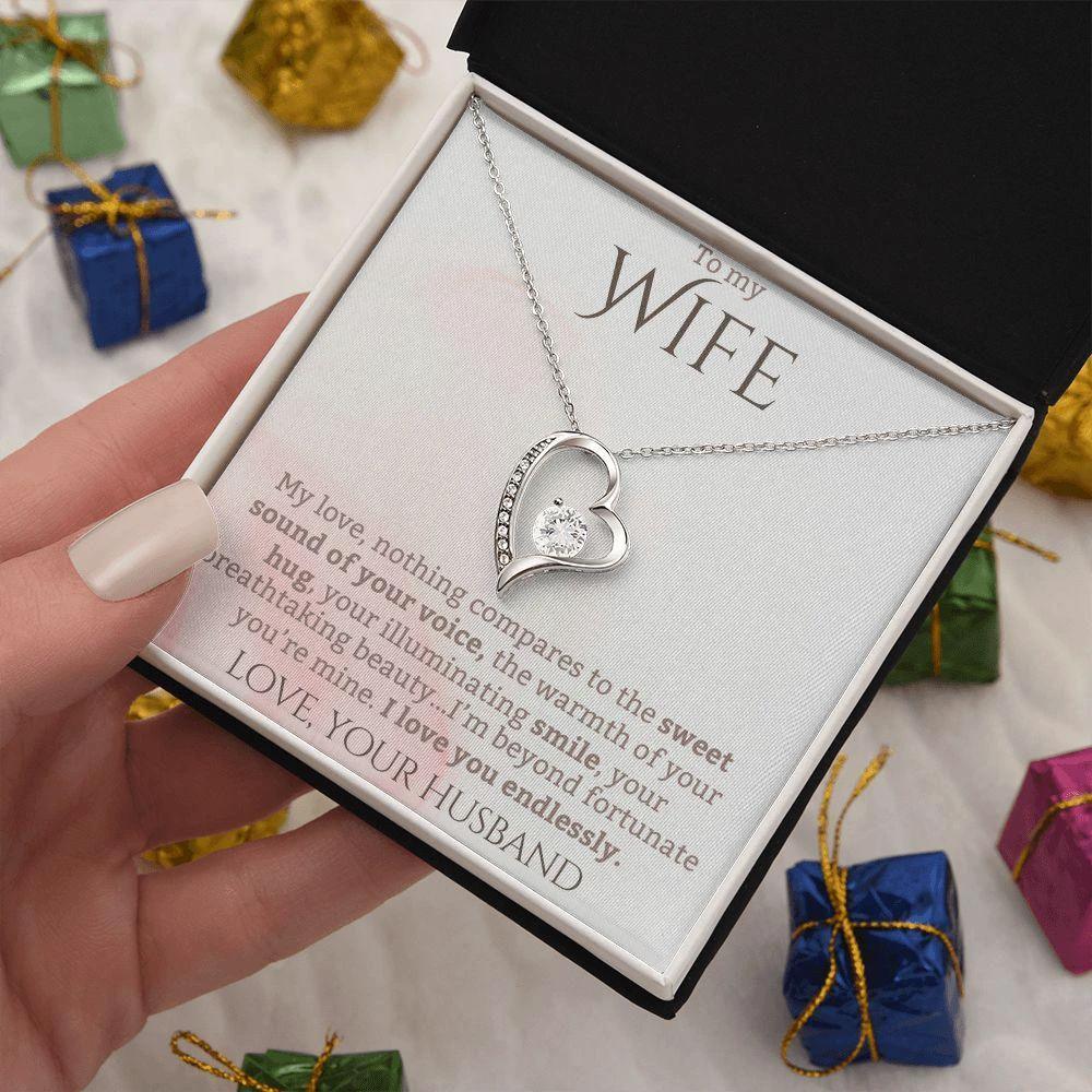 To My Wife - I Love You Endlessly - Forever Love Heart Pendant Necklace