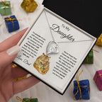 To My Daughter Love Proud Dad Heart Pendant Necklace