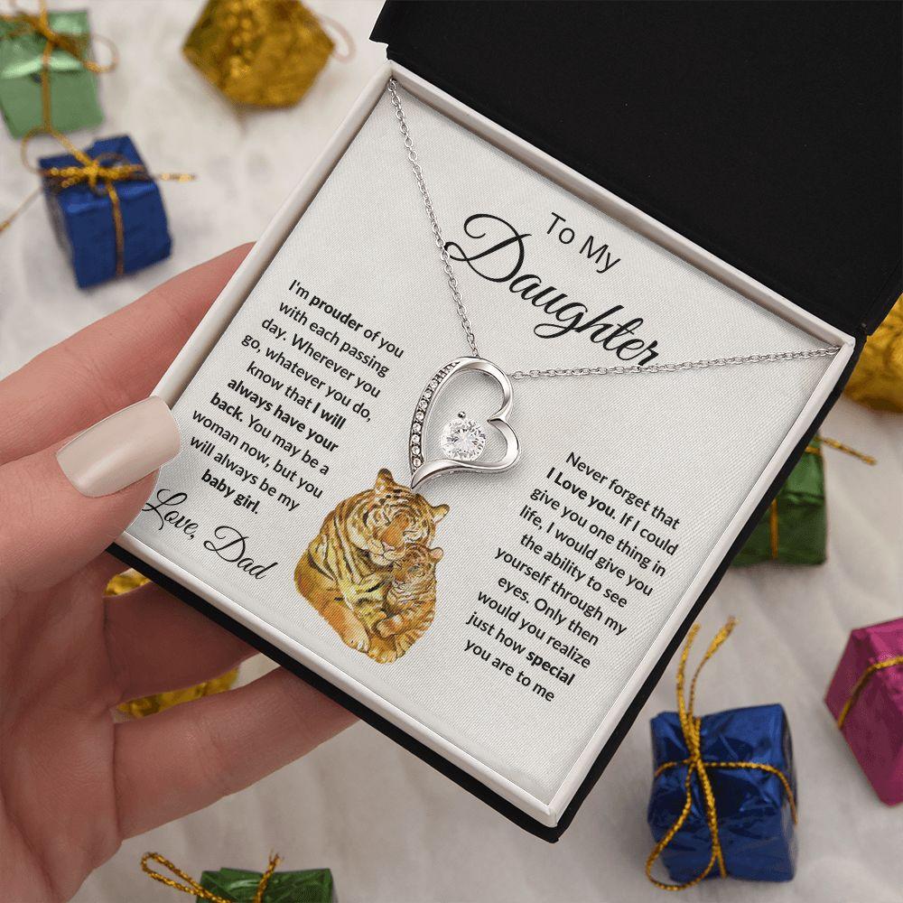To My Daughter Love Proud Dad Heart Pendant Necklace - Mallard Moon Gift Shop