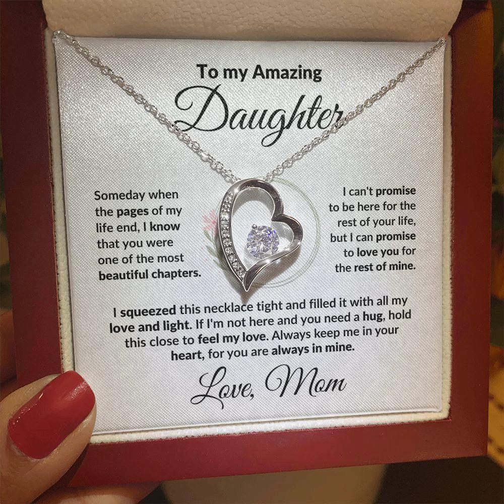 To My Amazing Daughter - I Promise - Forever Love Heart Necklace with Message Card and Gift Box