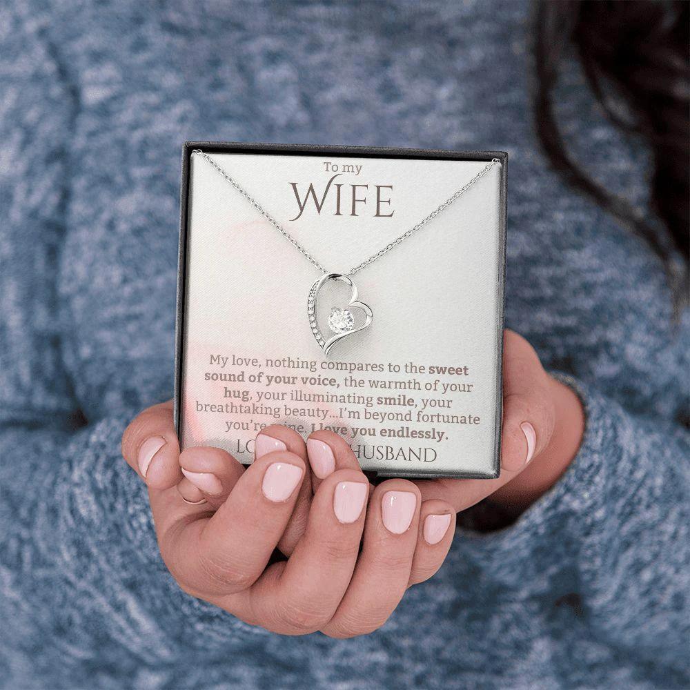 To My Wife - I Love You Endlessly - Forever Love Heart Pendant Necklace