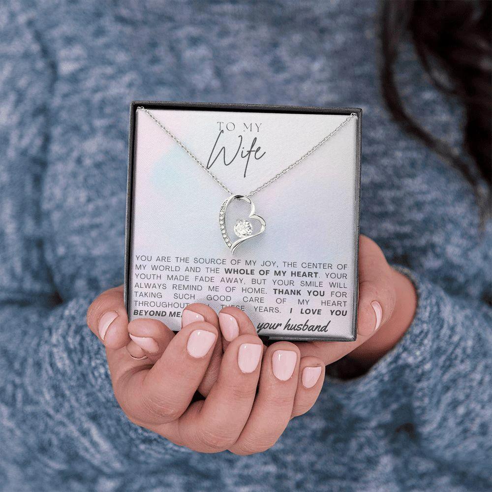 To My Wife - Whole of My Heart - Forever Love Heart Pendant Necklace