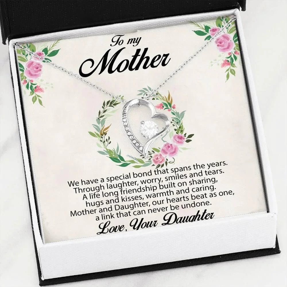 Gift for Mother Forever Love Heart Pendant Necklace Message Card from Daughter