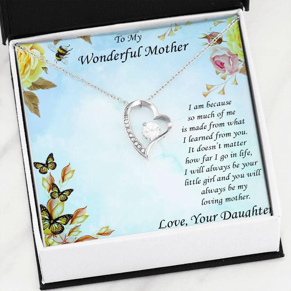 Gift for Mother From Daughter Forever Love Heart Pendant Necklace
