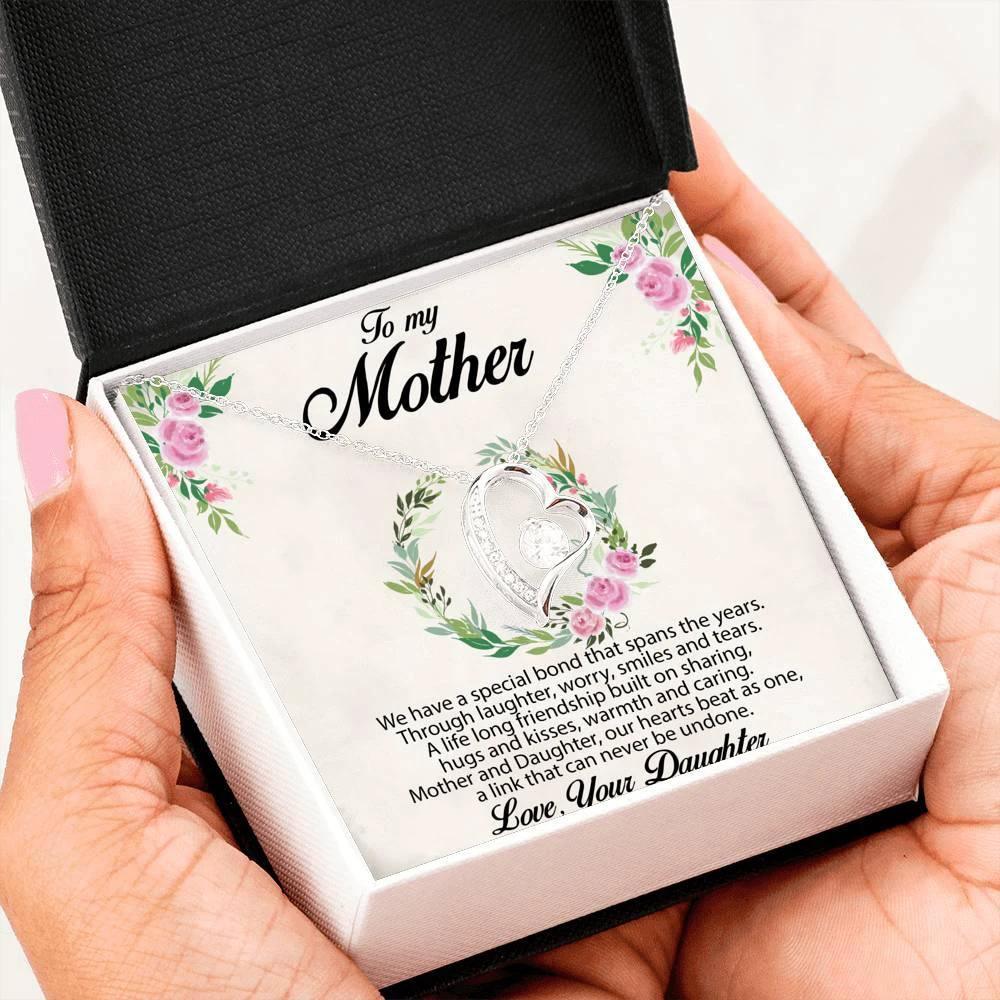 Gift for Mother Forever Love Heart Pendant Necklace Message Card from Daughter