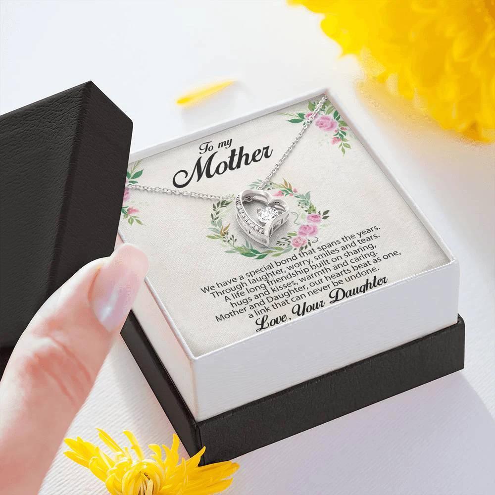 Gift for Mother Forever Love Heart Pendant Necklace Message Card from Daughter