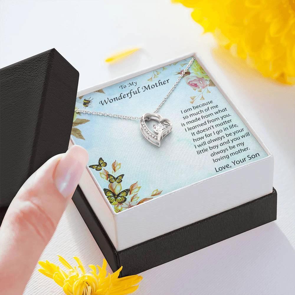 Gift for Mother from Son Forever Love Heart Pendant Necklace