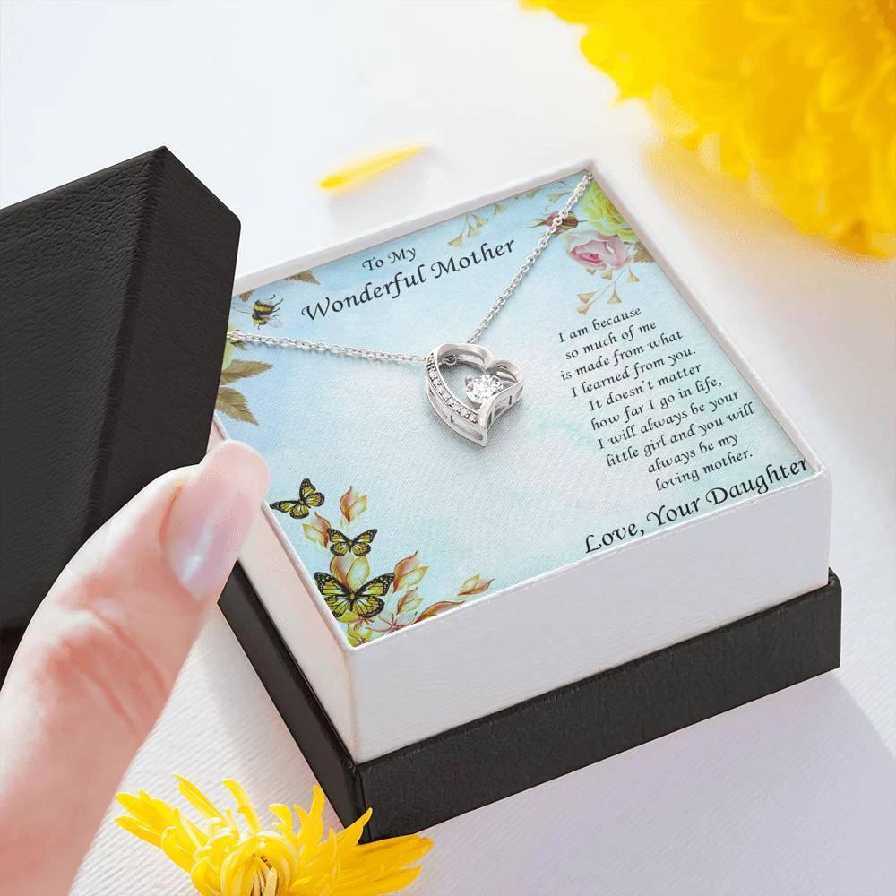 Gift for Mother From Daughter Forever Love Heart Pendant Necklace