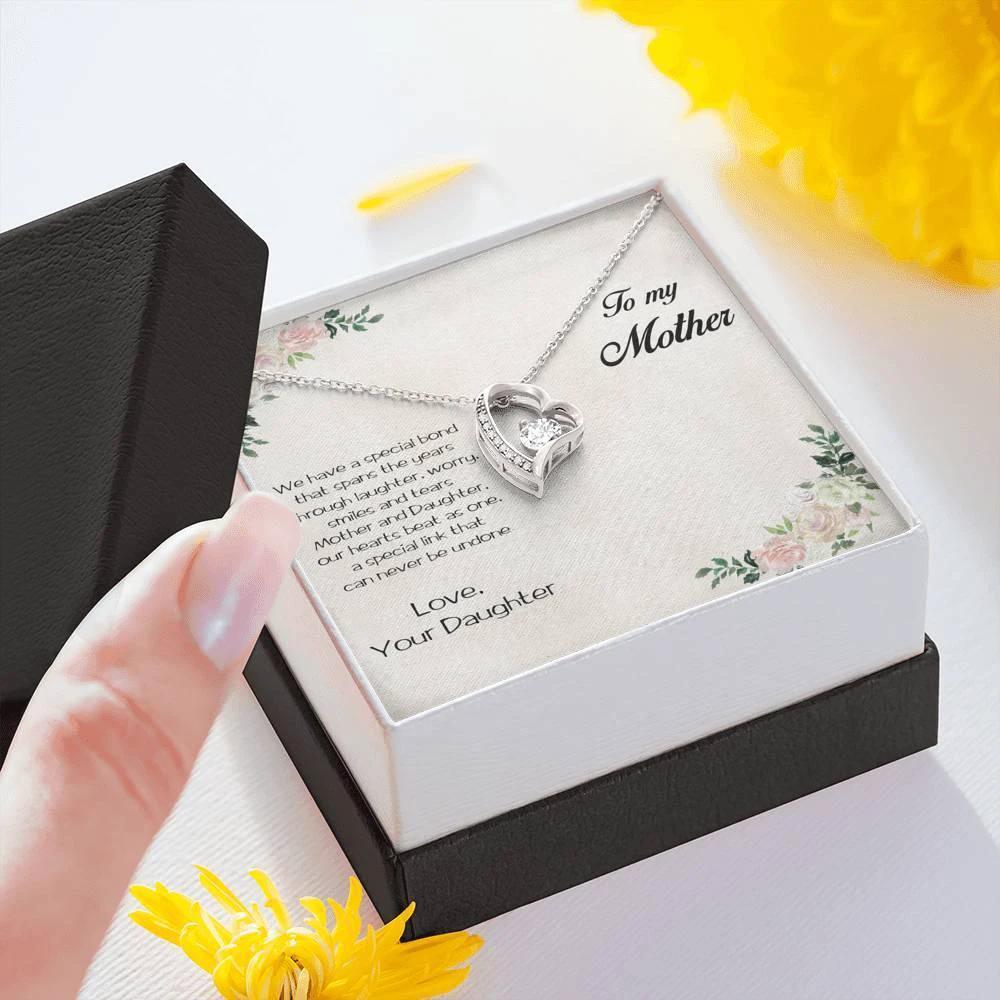 Gift for Mother From Daughter Forever Love Heart Pendant Necklace Special Bond Message Card