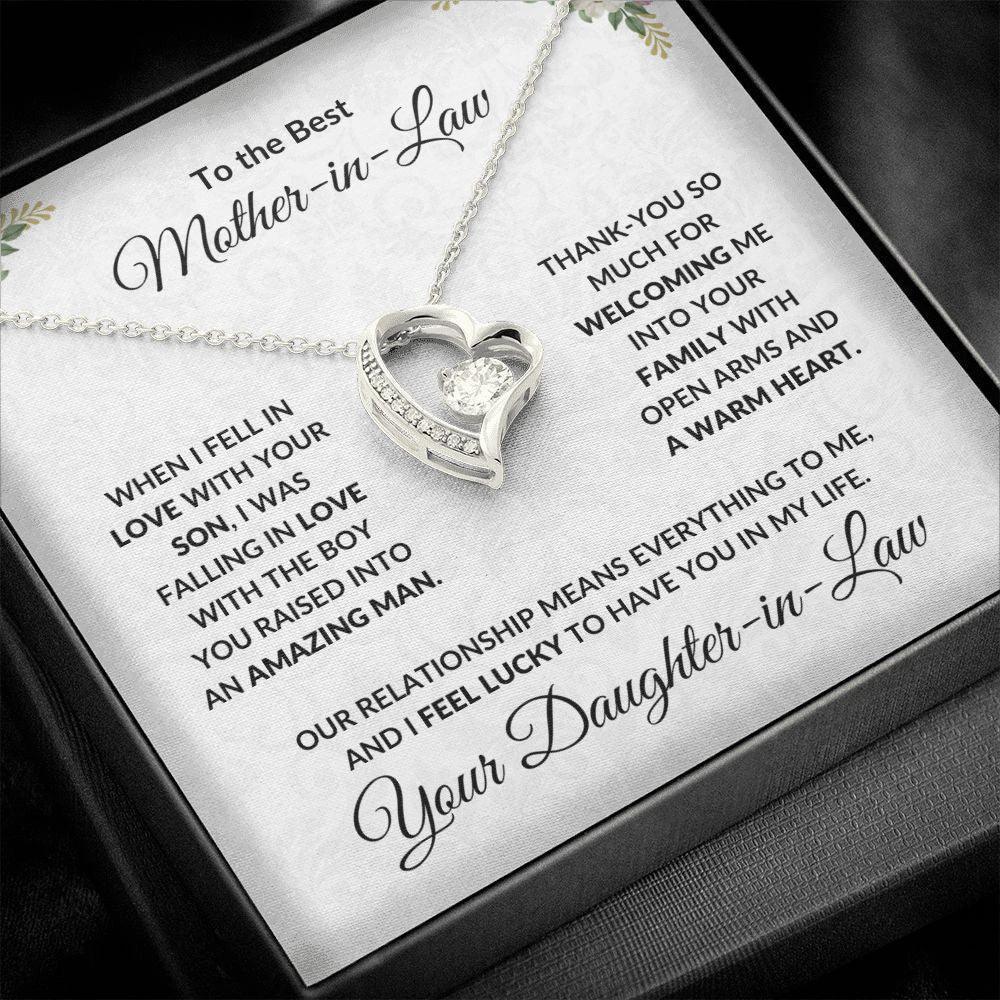 To My Mother-in-law Gift from Daughter-in-law Forever Love Heart Pendant Necklace