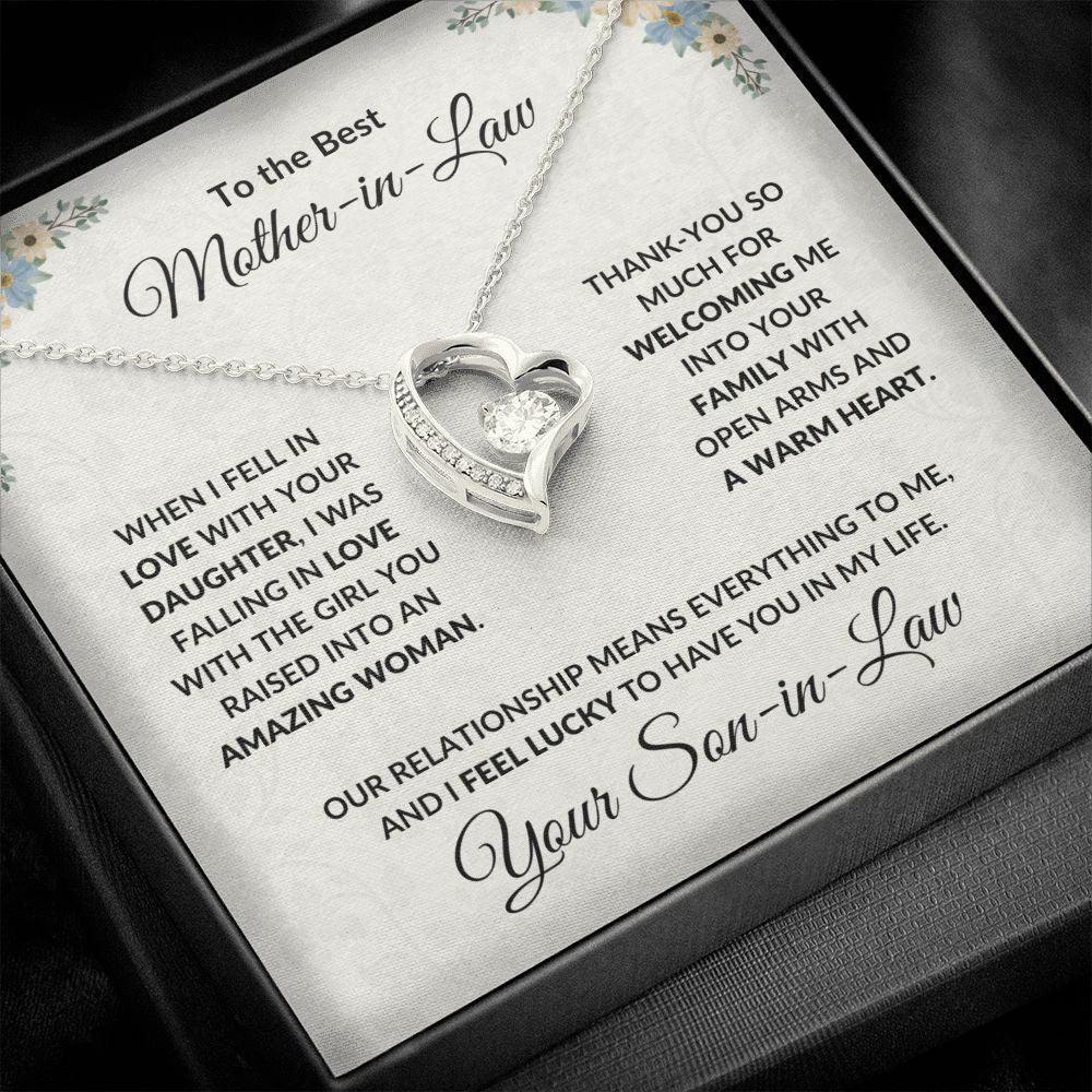 To My Mother-in-law Gift from Son-in-law Forever Love Heart Pendant Necklace