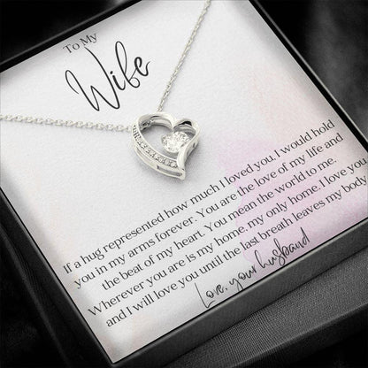 To My Wife - Hold You in my Arms - Forever Love Heart Pendant Necklace - Mallard Moon Gift Shop