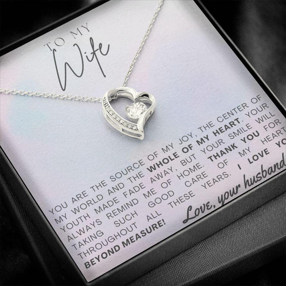 To My Wife - Whole of My Heart - Forever Love Heart Pendant Necklace