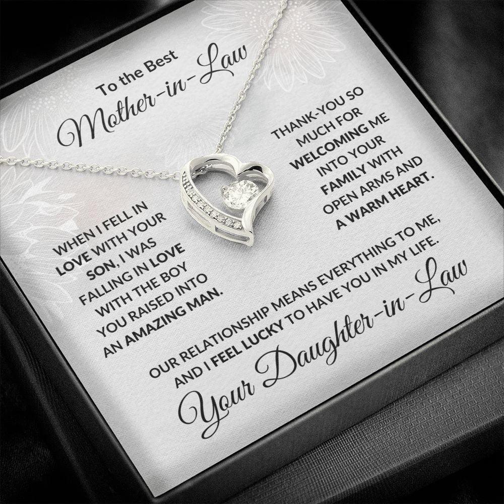 To the Best Mother-in-law from Daughter-in-law Forever Love Heart Pendant Necklace