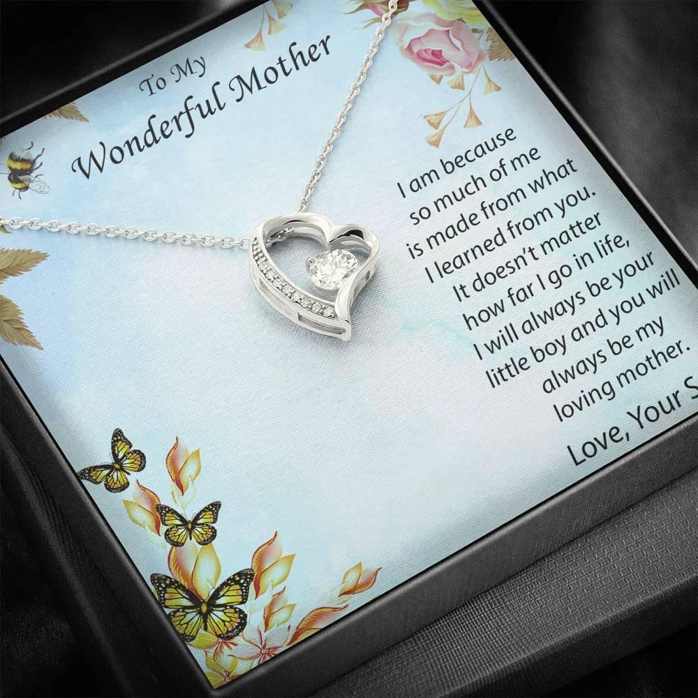 Gift for Mother from Son Forever Love Heart Pendant Necklace