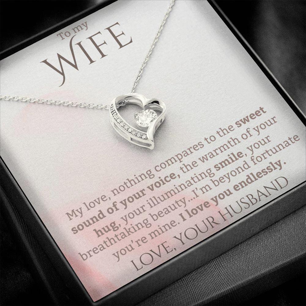 To My Wife - I Love You Endlessly - Forever Love Heart Pendant Necklace