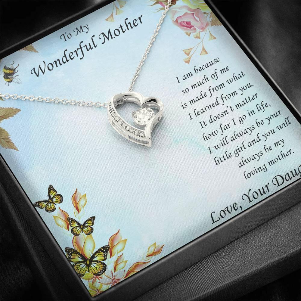 Gift for Mother From Daughter Forever Love Heart Pendant Necklace