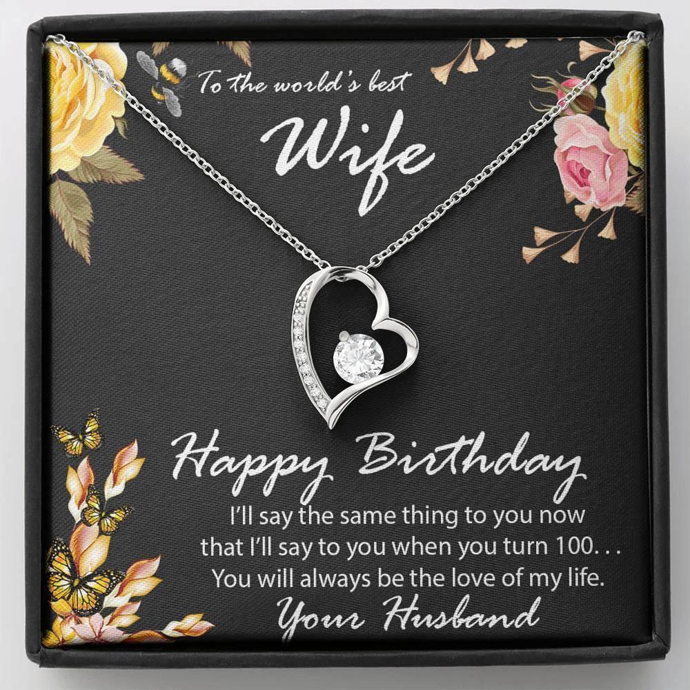 Birthday Gift to World's Best Wife Heart Pendant Necklace