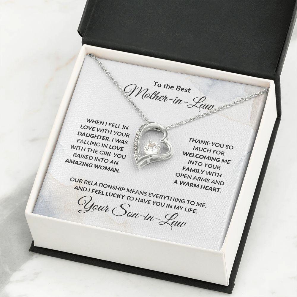 To Best Mother-in-Law from Son-in-Law Personalized Heart Necklace