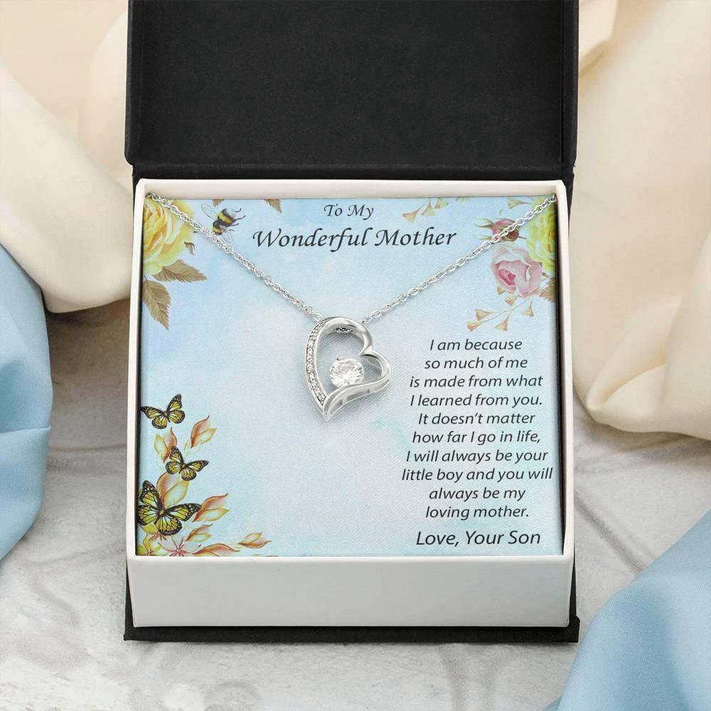 Gift for Mother from Son Forever Love Heart Pendant Necklace