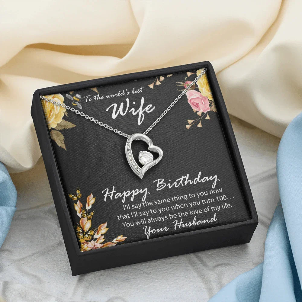 Wife Birthday Gift CZ Heart Pendant Necklace
