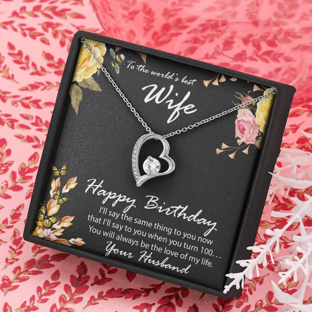 Birthday Gift to World's Best Wife Heart Pendant Necklace
