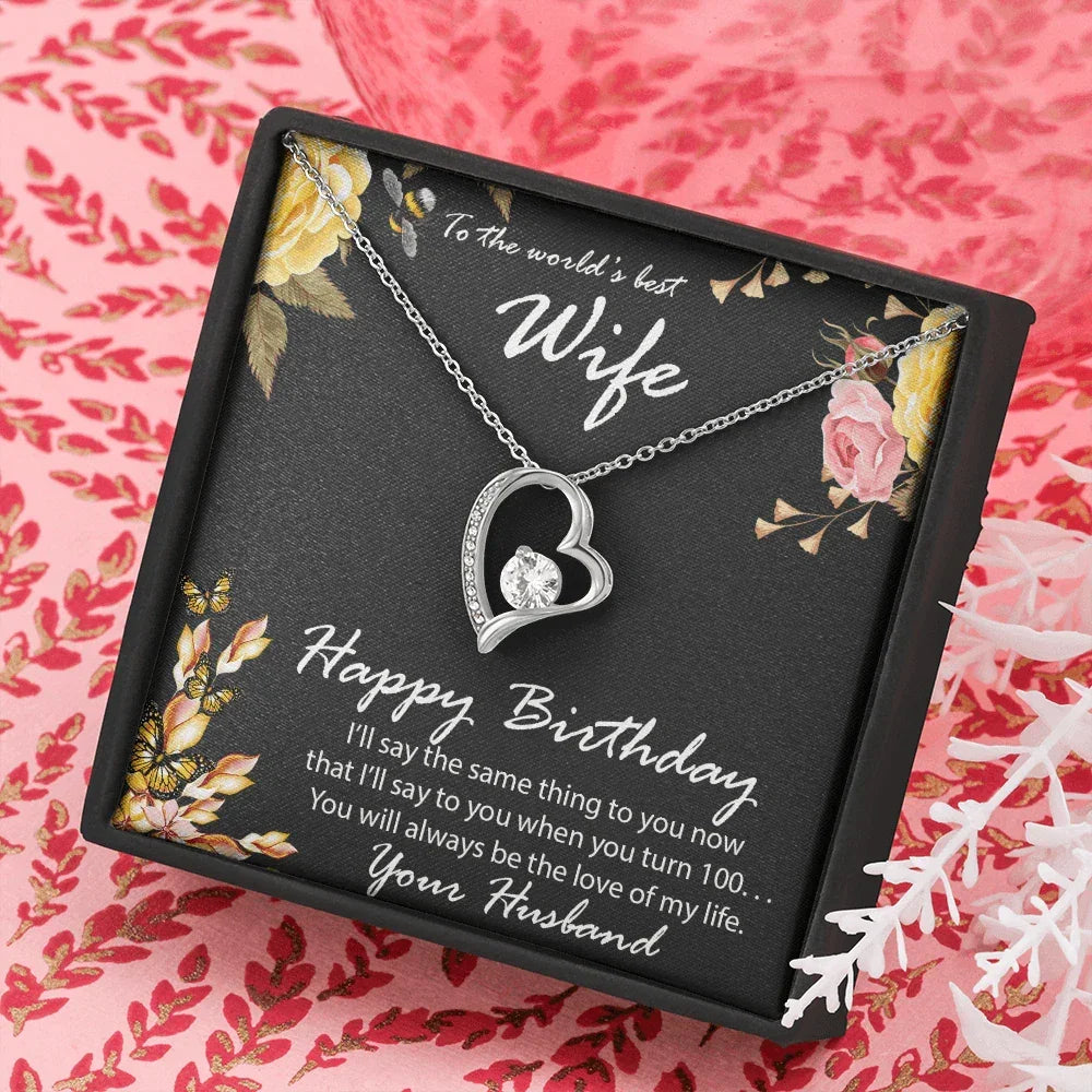 Wife Birthday Gift CZ Heart Pendant Necklace