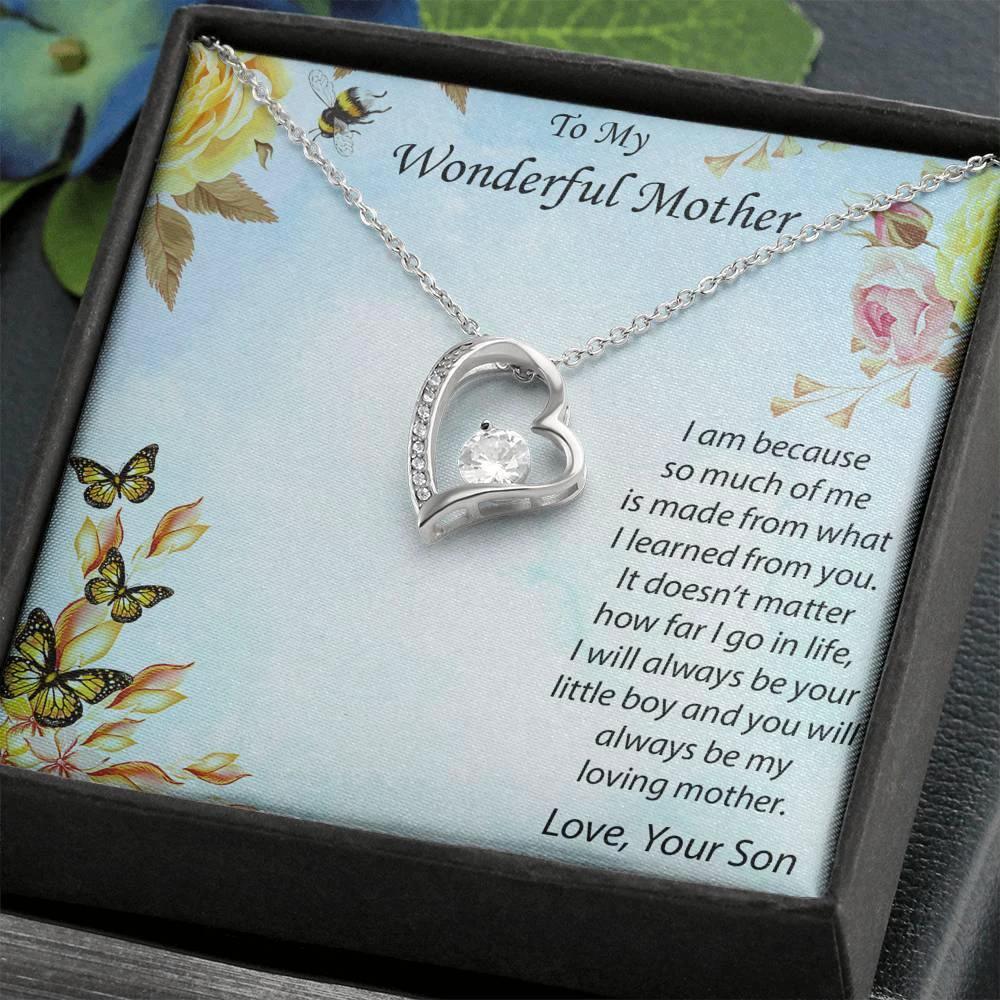 Gift for Mother from Son Forever Love Heart Pendant Necklace