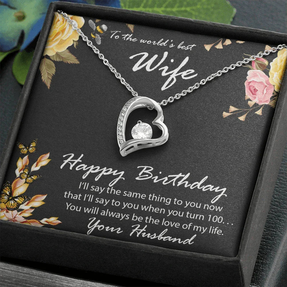 Wife Birthday Gift CZ Heart Pendant Necklace