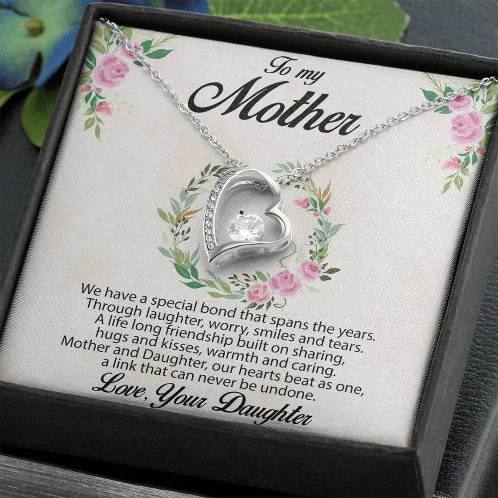 Gift for Mother Forever Love Heart Pendant Necklace Message Card from Daughter